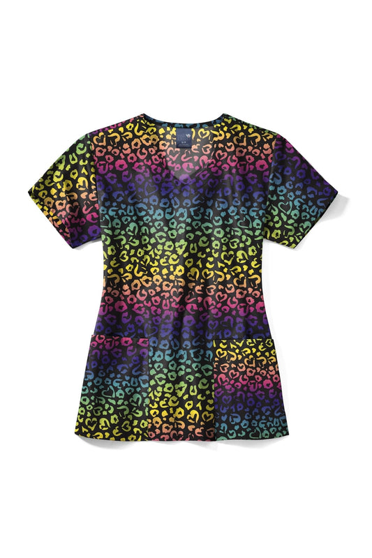 Blouse médicale - Bleu marine imprimé arc-en-ciel