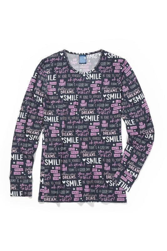 Langärmlige Bedruckte Tunika – Schwarz mit motivierenden Sprüchen