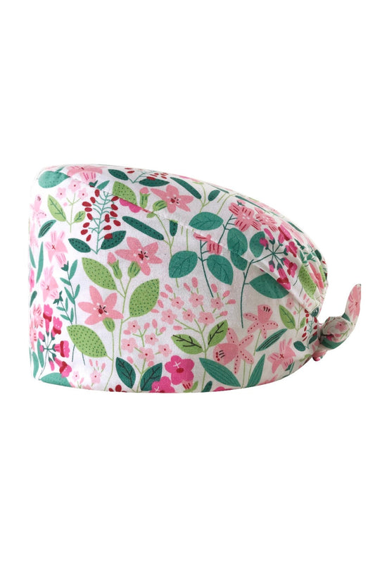 Zahnarzthaube – Weiß mit Blumenmotiv bedruckt