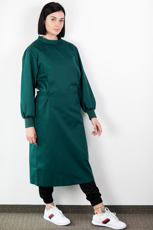 Waschbare Stoff-Schutzkittel – Unisex – Grün