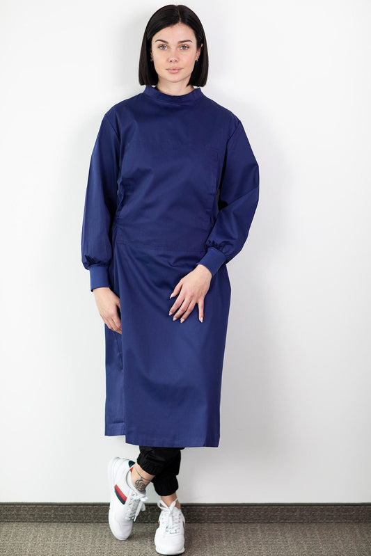 Waschbare Stoff-Schutzkittel – Unisex – Marineblau