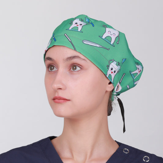 Calot de bloc Vert imprimé dents avec motifs uniques inspirés de Grey’s Anatomy