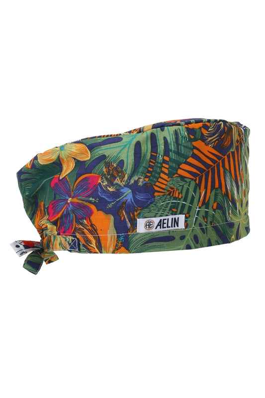 OP-Haube – Marineblau mit Blättern – Bedeckend