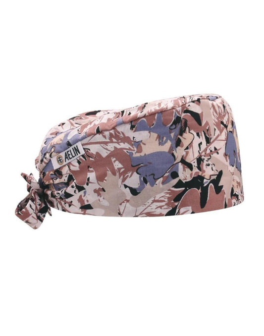 OP-Haube – Beige mit Blättermuster – Kurzes Haar