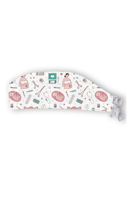 OP-Haube – Hellrosa mit Gynäkologie-Motiv
