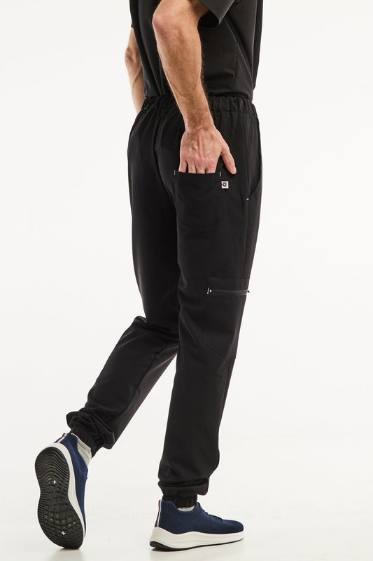Pantalon médical noir Slimfit pour homme, alliant confort et style moderne