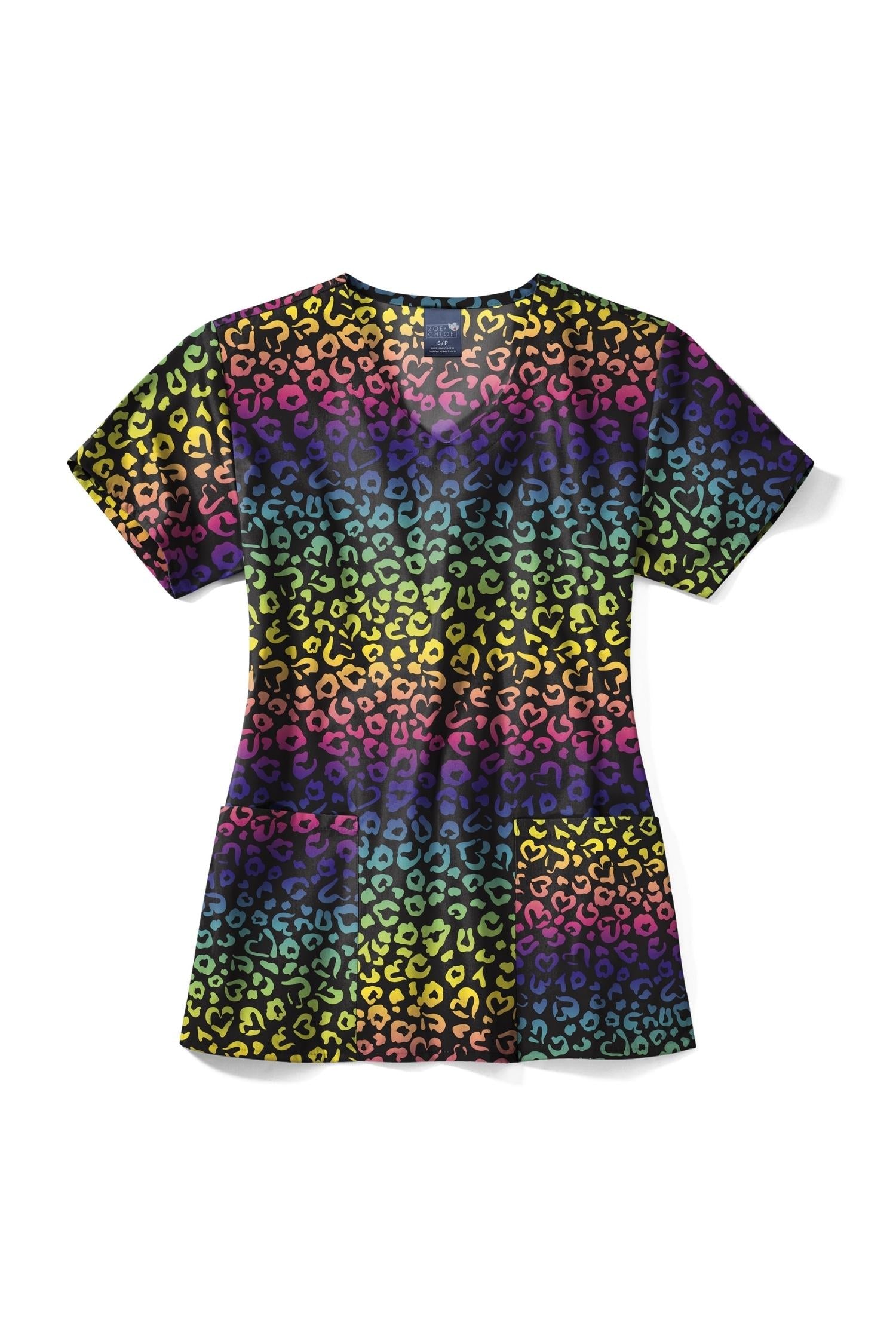 Blouse médicale - Bleu marine imprimé arc-en-ciel