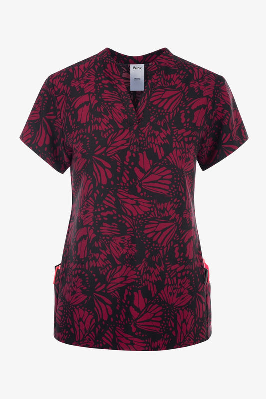 Medizinische Kasack mit Mandarin-Kragen – Schwarz und Lila