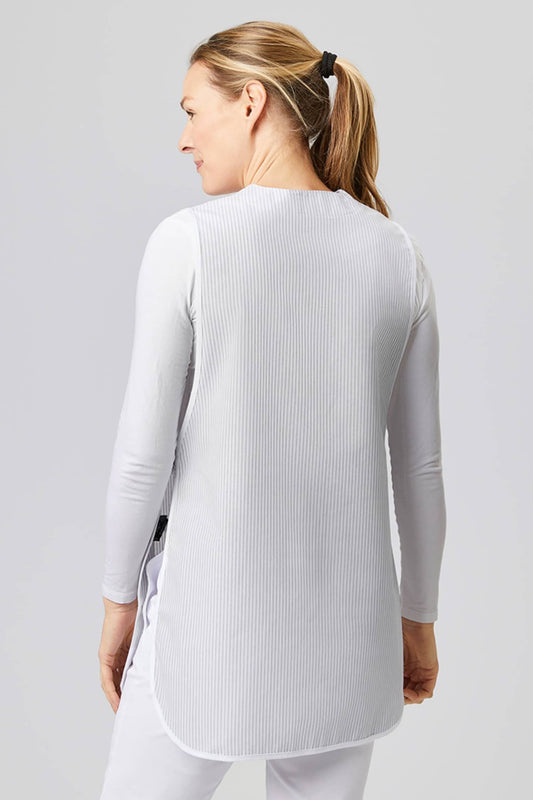 Medizinische Schürze – Damen – Weiß/Grau gestreift