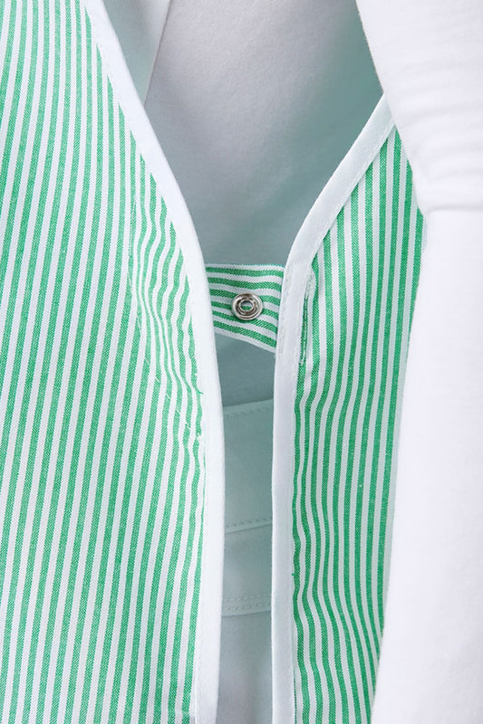 Medizinische Schürze – Damen – Weiß/Grün gestreift