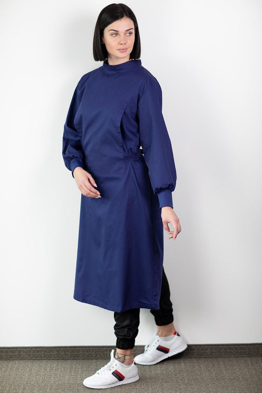 Waschbare Stoff-Schutzkittel – Unisex – Marineblau