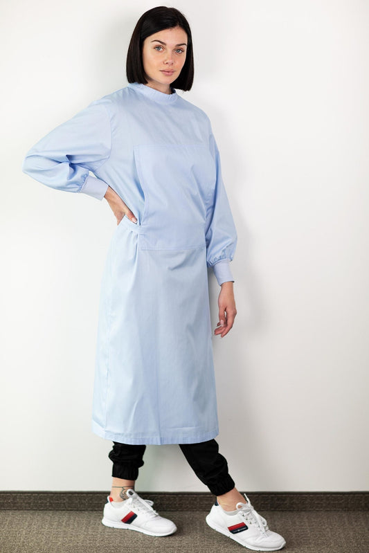 Waschbare Stoff-Schutzkittel – Unisex – Hellblau