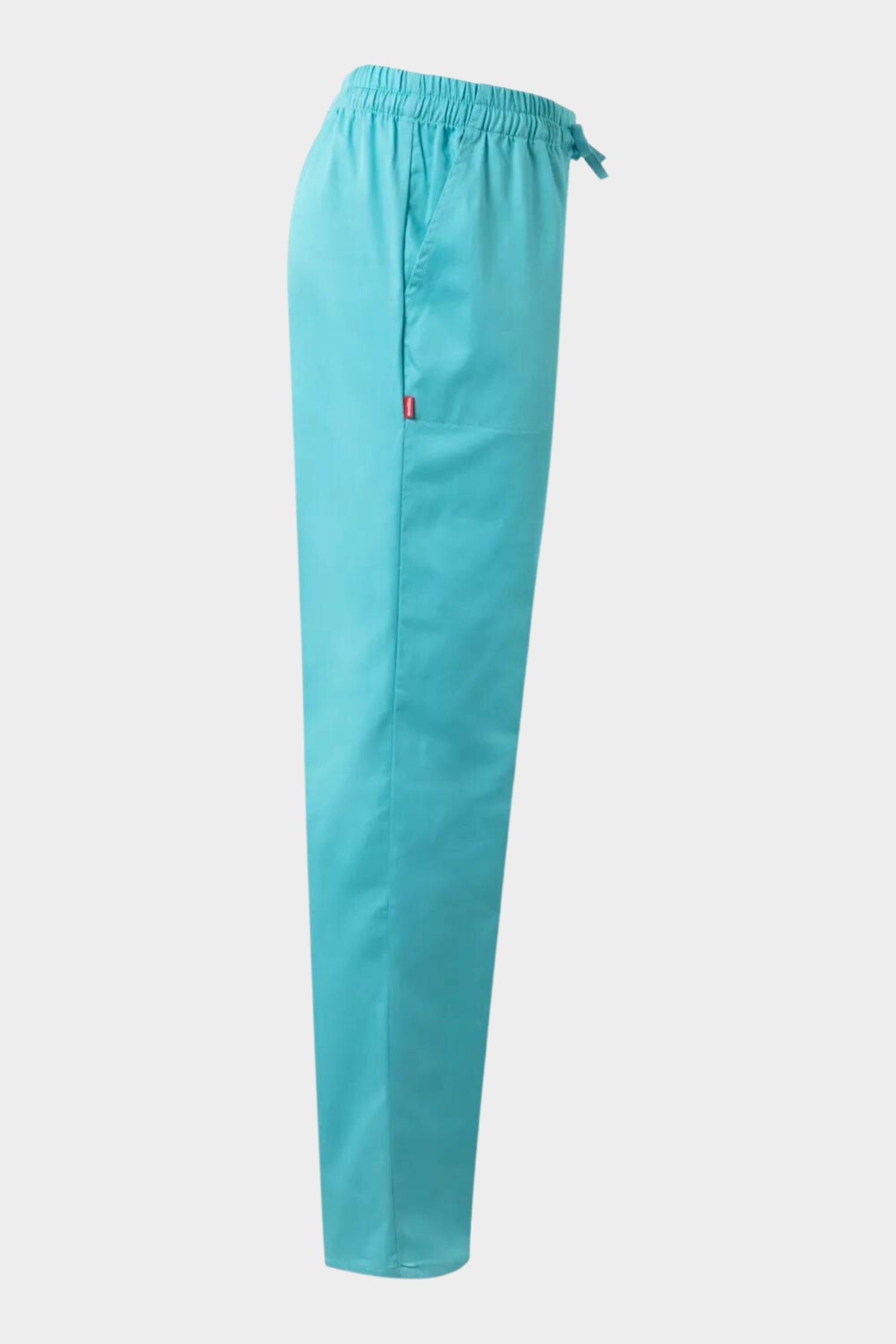 Pantalon médical turquoise en polyester et coton avec poches et taille élastique