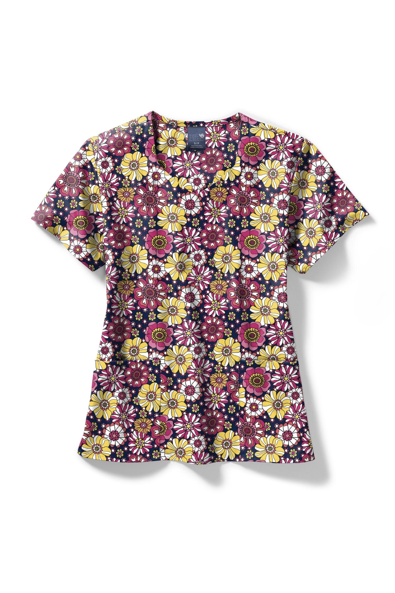 Blouse médicale - Multicolore imprimé florales
