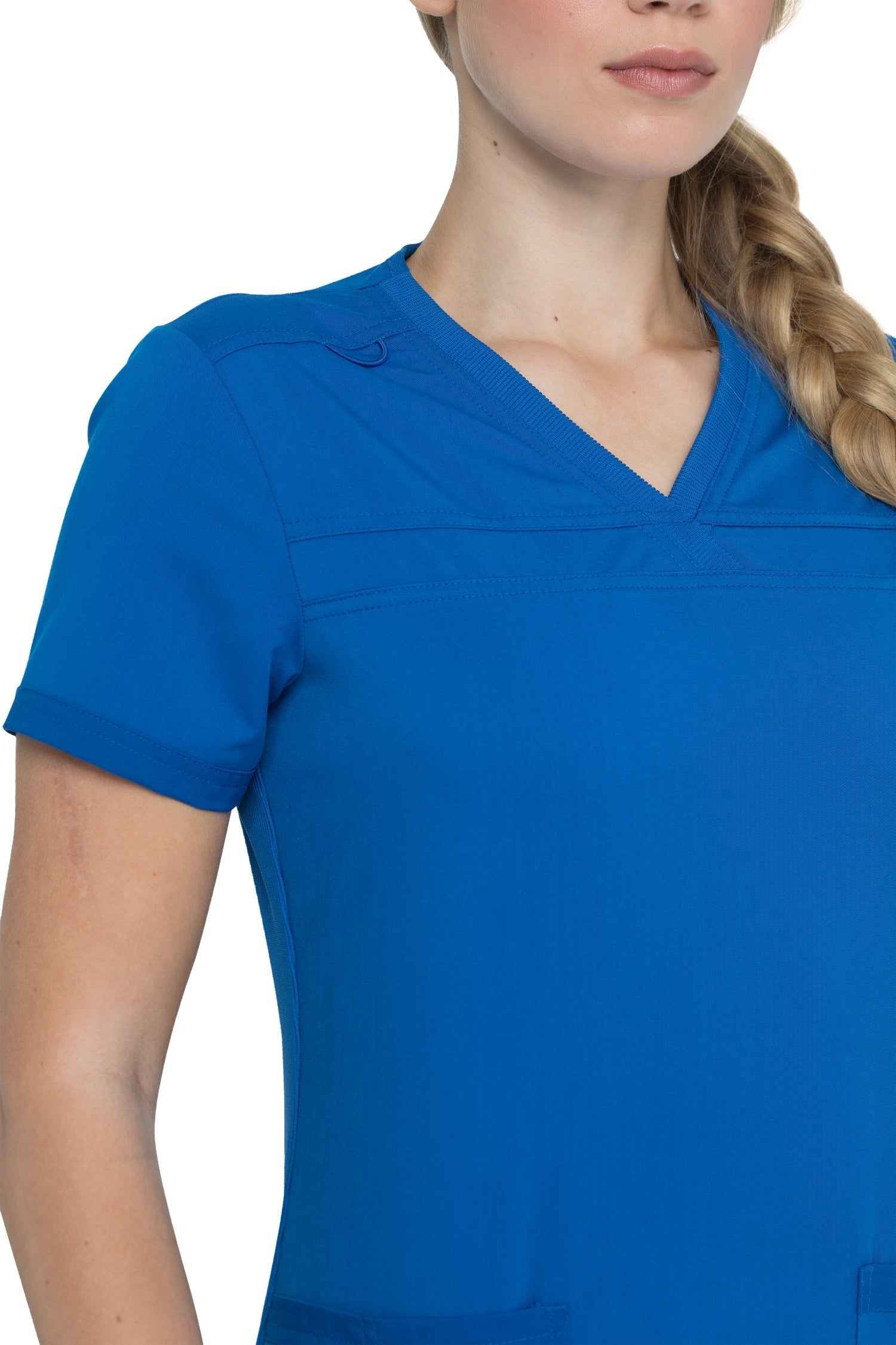 Top de scrub V bleu vif pour femme, Balance by Dickies, tenues médicales et poches