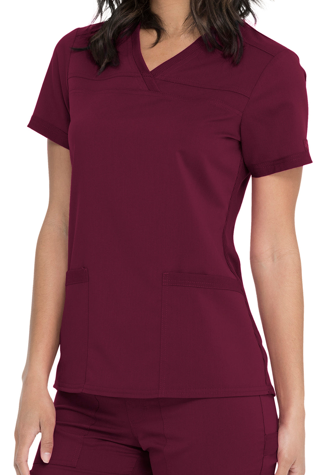Tunique médicale femme en v-neck burgundy avec poches plaquées de Balance by Dickies