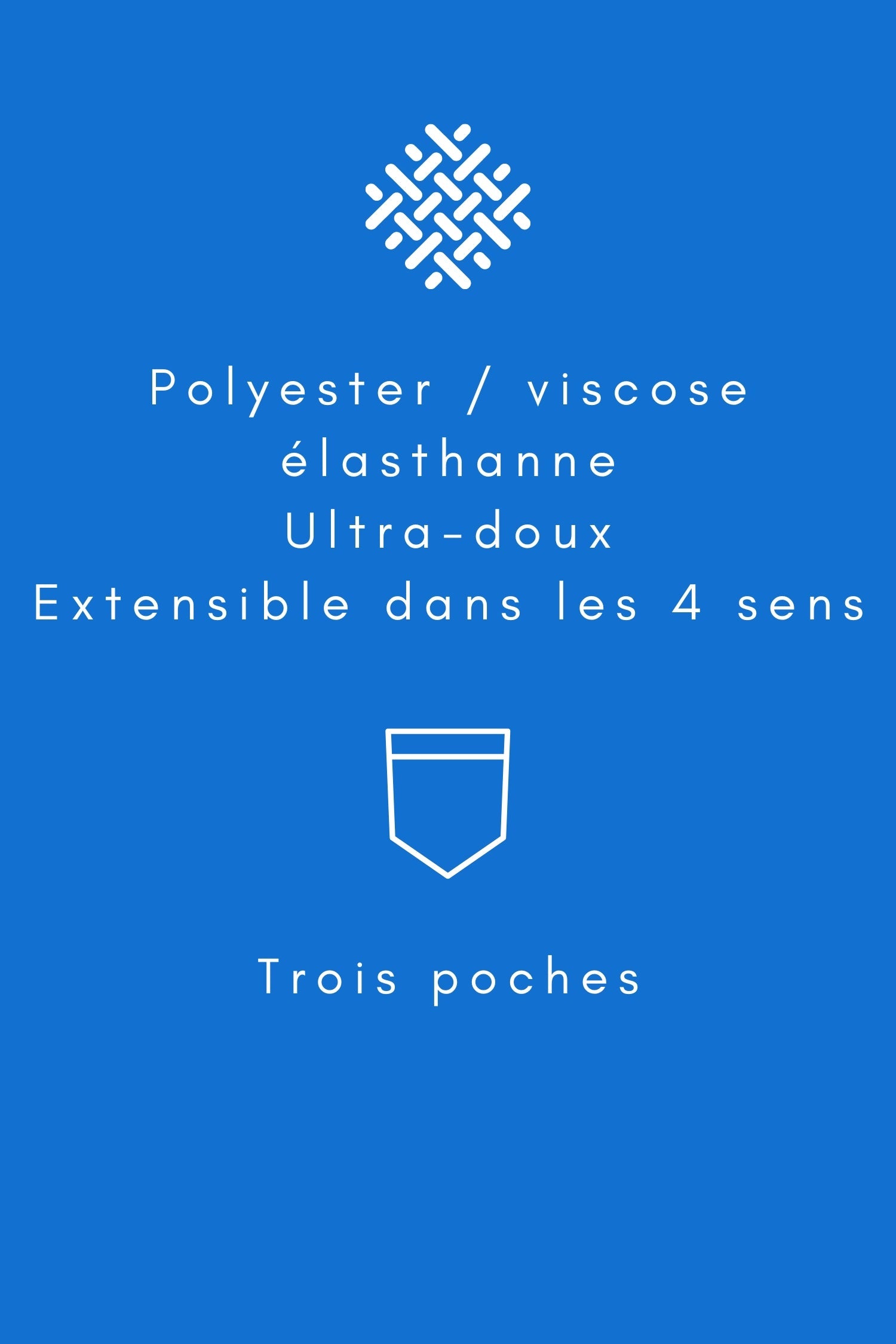 Infographie détaillant les propriétés d’un tissu de la Tunique médicale Femme