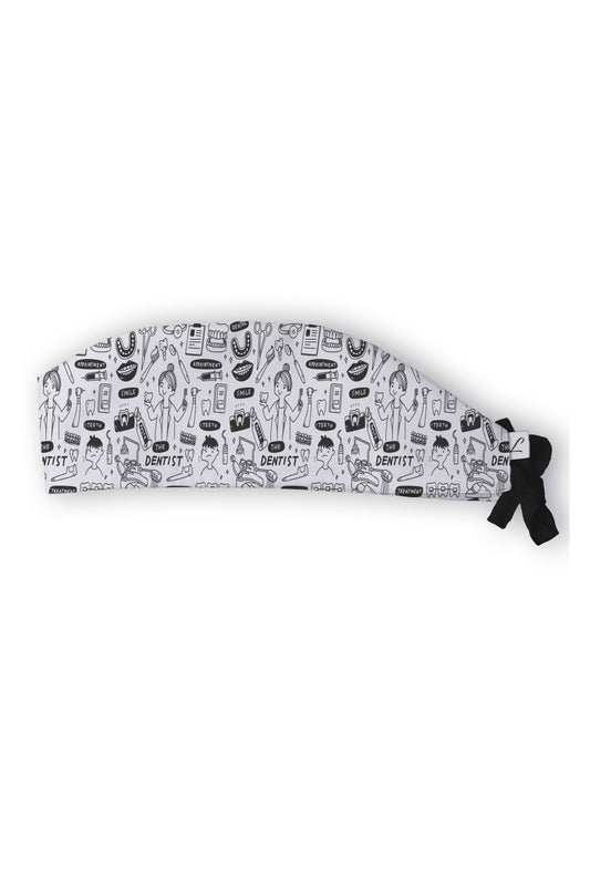 OP-Haube – Weiß mit Zahn-Motiv