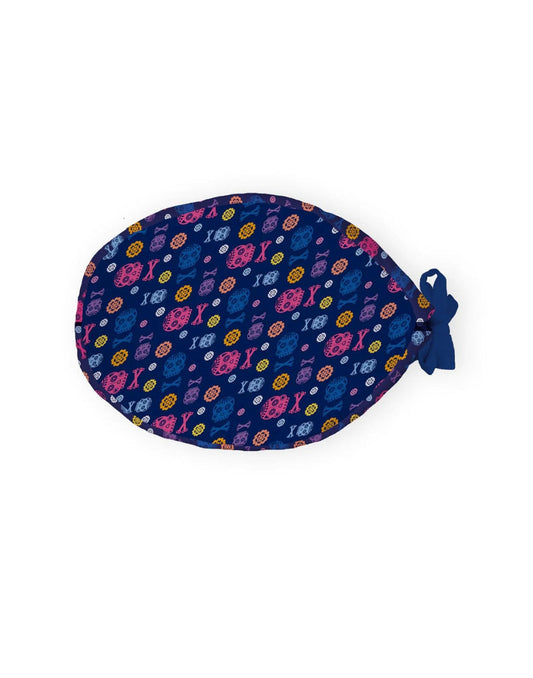 OP-Haube – Marineblau mit Skelett- und Blumenmuster